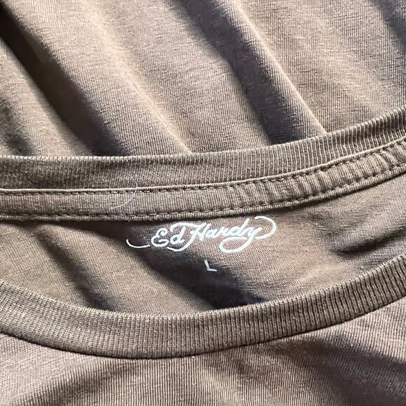 Vintage Y2K Ed Hardy Love Kills Slowly Brown Crop Top Large - Picture 4 of 4